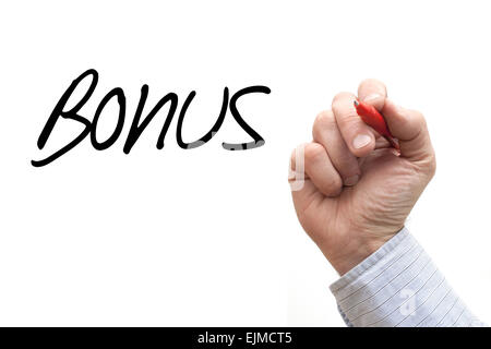 Une photo / Illustration d'une part écrit 'Bonus' Banque D'Images