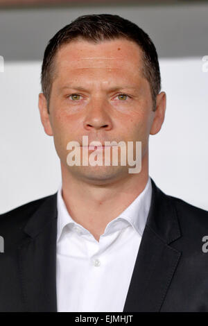 Budapest, Hongrie. 29 mars, 2015. L'entraîneur-chef hongrois, Pal Dardai Hongrie contre la Grèce au cours de l'UEFA Euro 2016 football match qualificatif en Groupama Arena. Credit : Laszlo Szirtesi/Alamy Live News Banque D'Images