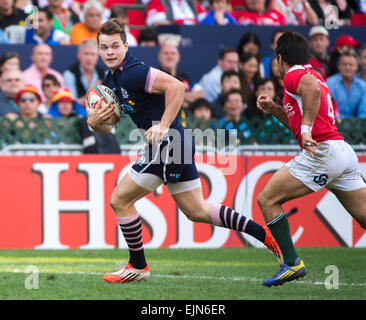 Hong Kong, Chine. Mar 28, 2015. Chris Dean of Scotland casse.L'Ecosse contre le Portugal Jour 2 de la 40ème Hong Kong rugby 7's.28.03.15. 28 mars 2015. Credit : Jayne Russell/Alamy Live News Banque D'Images
