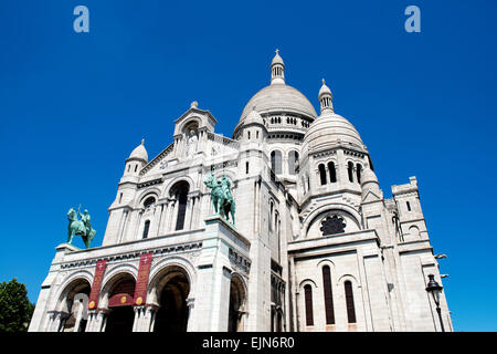 La basilique du Sacré-Cœur de Paris, Basilique du Sacré-Cœur, Montmartre, situé sur le point le plus élevé de Paris, France. Banque D'Images