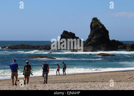 Randonneurs sur Monro beach Nouvelle Zélande Banque D'Images