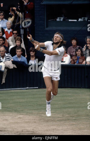 Finale de Wimbledon 1981. John McEnroe v Bjorn Borg. 4e juillet 1981. *** *** Local Caption - watscan - 19/04/2010 Banque D'Images