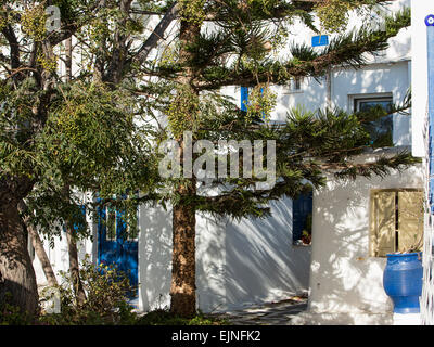 Mykonos, Grèce accueil privé jardin white home Banque D'Images