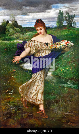 Flora dispersion fleurs 1875 Arnold Bocklin 1827-1901 Suisse est un peintre symboliste suisse. Banque D'Images