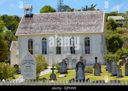 L'église anglicane Christ Church, paroisse de Bay of Islands, Russell, île du Nord, Nouvelle-Zélande Banque D'Images