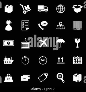 Icônes de la logistique sur fond noir, stock vector Illustration de Vecteur
