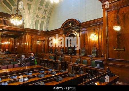 Bradford City Hall, Town Hall ou comme il est connu localement, une vue sur l'intérieur d'une journée de visite Banque D'Images