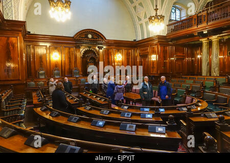 Bradford City Hall, Town Hall ou comme il est connu localement, une vue sur l'intérieur d'une journée de visite Banque D'Images