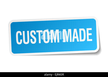 Autocollant carré bleu sur mesure isolated on white Banque D'Images