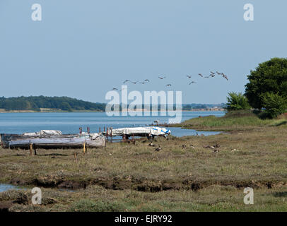 La belle rivière Stour Valley à l'estuaire Mistley dans Essex, Angleterre Banque D'Images