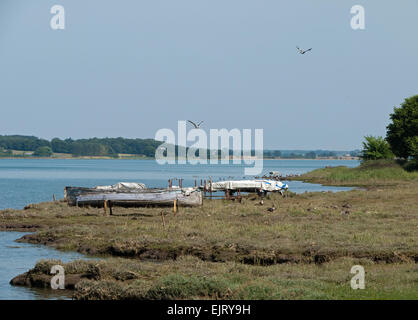 La belle rivière Stour Valley à l'estuaire Mistley dans Essex, Angleterre Banque D'Images