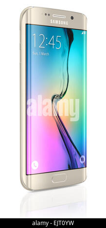 Samsung Galaxy S6 est le premier appareil à double écran en verre incurvé Banque D'Images