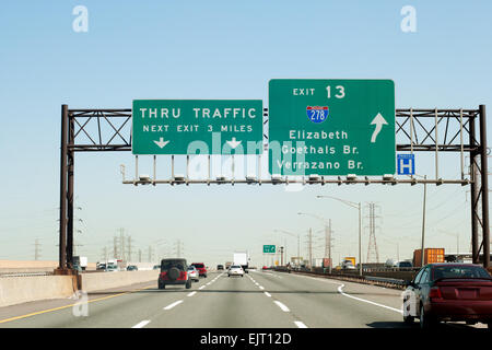 New Jersey Turnpike (Interstate I-95) sortie dans le New Jersey, USA Banque D'Images