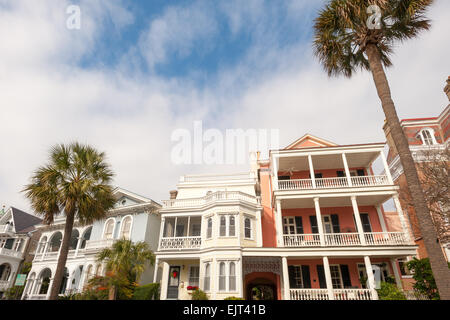 Les maisons historiques le long de la rue de la batterie à Charleston, Caroline du Sud Banque D'Images