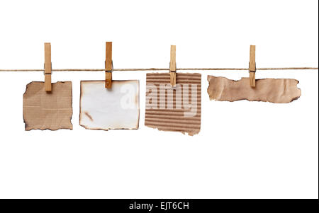 Note papier et clothespin Banque D'Images