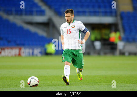 Cardiff, Wales, UK. Mar 31, 2015. En vertu de l'UEFA 21 Qualificatif Championnat - Pays de Galles v Bulgarie à la Cardiff City Stadium, UK : la Bulgarie sous 21's Le Capitaine Kristiyan Malinov. Credit : Phil Rees/Alamy Live News Banque D'Images