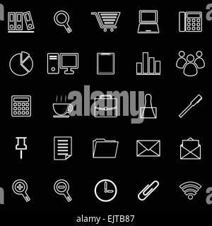 L'icône de la ligne du bureau sur fond noir, stock vector Illustration de Vecteur