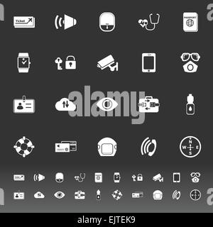 Les icônes de sécurité passager sur fond gris, vecteur d'actions Illustration de Vecteur