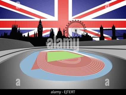 Illustration du stade et toits de Londres - vector Illustration de Vecteur