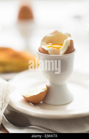 Close up of soft oeuf dur en egg cup Banque D'Images