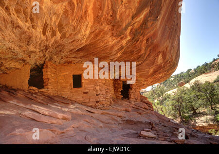 Feu à la maison des ruines Indiennes Anasazi Banque D'Images