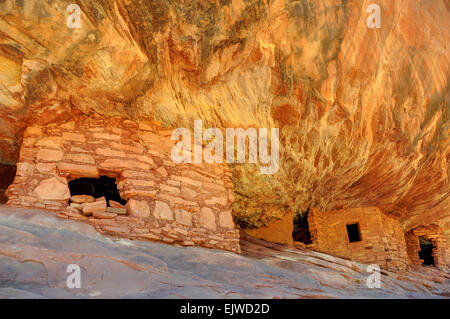 Feu à la maison des ruines Indiennes Anasazi - Cedar Mesa - Utah Banque D'Images