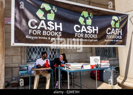 Johannesburg Afrique du Sud,Braamfontein,wits University,University of the Witwatersrand,enseignement supérieur,East Campus,bannière,argent pour livres,recyclage,bo Banque D'Images