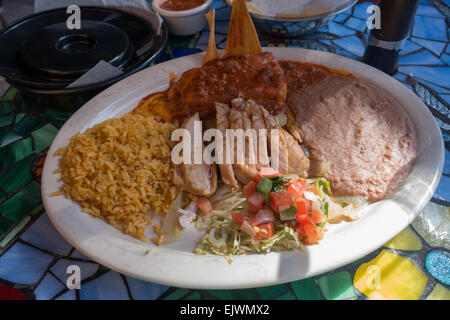 La cuisine mexicaine fajitas au poulet porc tamale Banque D'Images