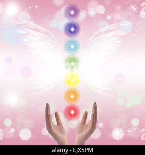 Healing Hands et sept chakras Banque D'Images