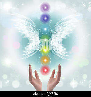 Healing Hands et sept chakras Banque D'Images