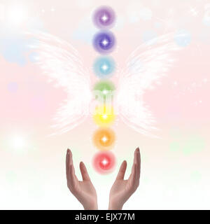 Healing Hands et sept chakras Banque D'Images