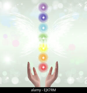 Healing Hands et sept chakras Banque D'Images