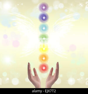 Healing Hands et sept chakras Banque D'Images