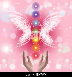 Healing Hands et sept chakras Banque D'Images