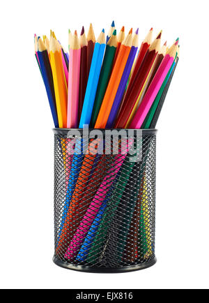 Porte-crayons plein de crayons Banque D'Images