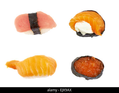 Sushi top view isolated Banque D'Images