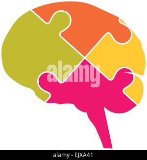 Cerveau humain Jigsaw Puzzle Pieces Abstract Vector Illustration de Vecteur
