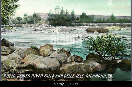 Les cartes postales vintage de Richmond, en Virginie, au début du XXe siècle, présentent des monuments comme les chutes de James River et belle Isle. La collection offre un aperçu de l'architecture de la ville et du contexte social de l'époque. Banque D'Images