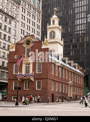 Vue de la Old State House, à l'intersection des rues de l'État de Washington et de Boston. Banque D'Images