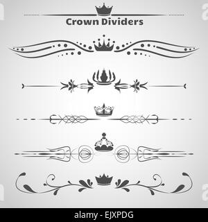 Set de diviseurs avec des couronnes et des éléments décoratifs pour l'impression de l'utilisation. Banque D'Images