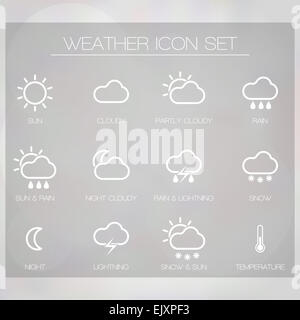 Météo Vector icons set pour la prévision et les applications ou site widget. Banque D'Images