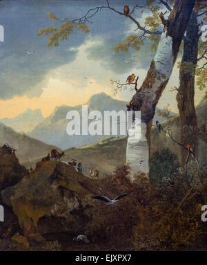 ActiveMuseum 0001961.jpg / paysage de montagne avec des chèvres et les oiseaux, ca 1659 - Adam Pynacker 26/09/2013 - 17e siècle / Collection / Musée actif Banque D'Images