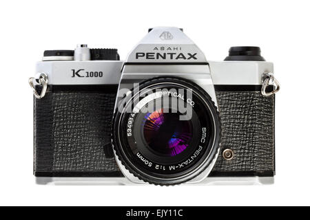 Vintage fin des années 1970, Asahi Pentax K1000 35mm film SLR camera avec Pentax-M 50mm f/2 l'objectif SMC. Banque D'Images