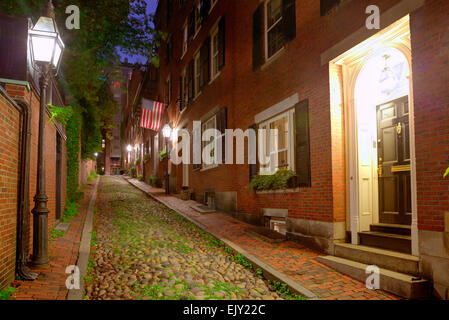 Rue pavée d'Acorn Beacon Hill Boston au Massachusetts USA Banque D'Images