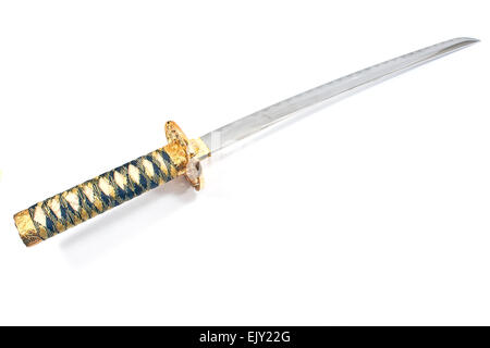 Samouraï japonais katana sword isolated on white Banque D'Images