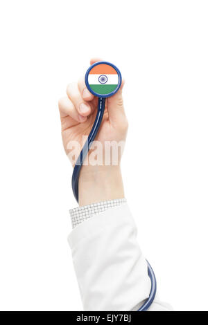 Stéthoscope avec drapeau national série conceptuelle - Inde Banque D'Images