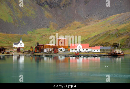 Grytviken ancienne station baleinière et aujourd'hui capitale de la Géorgie du Sud Banque D'Images