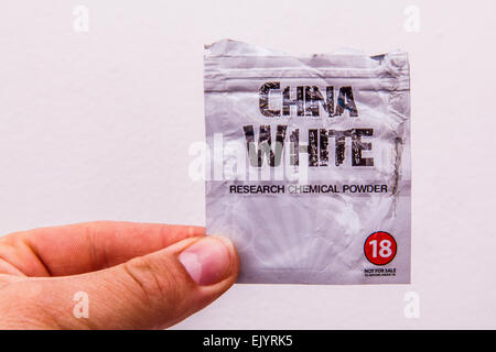Sachet de Chine un blanc haute juridiques conçus pour imiter les effets de la cocaïne. Banque D'Images