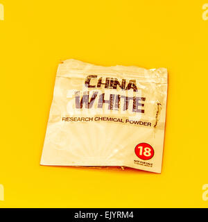 Sachet de Chine un blanc haute juridiques conçus pour imiter les effets de la cocaïne. Banque D'Images