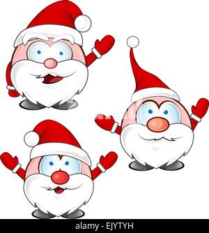 Funny santa claus cartoon set isolated on white Illustration de Vecteur